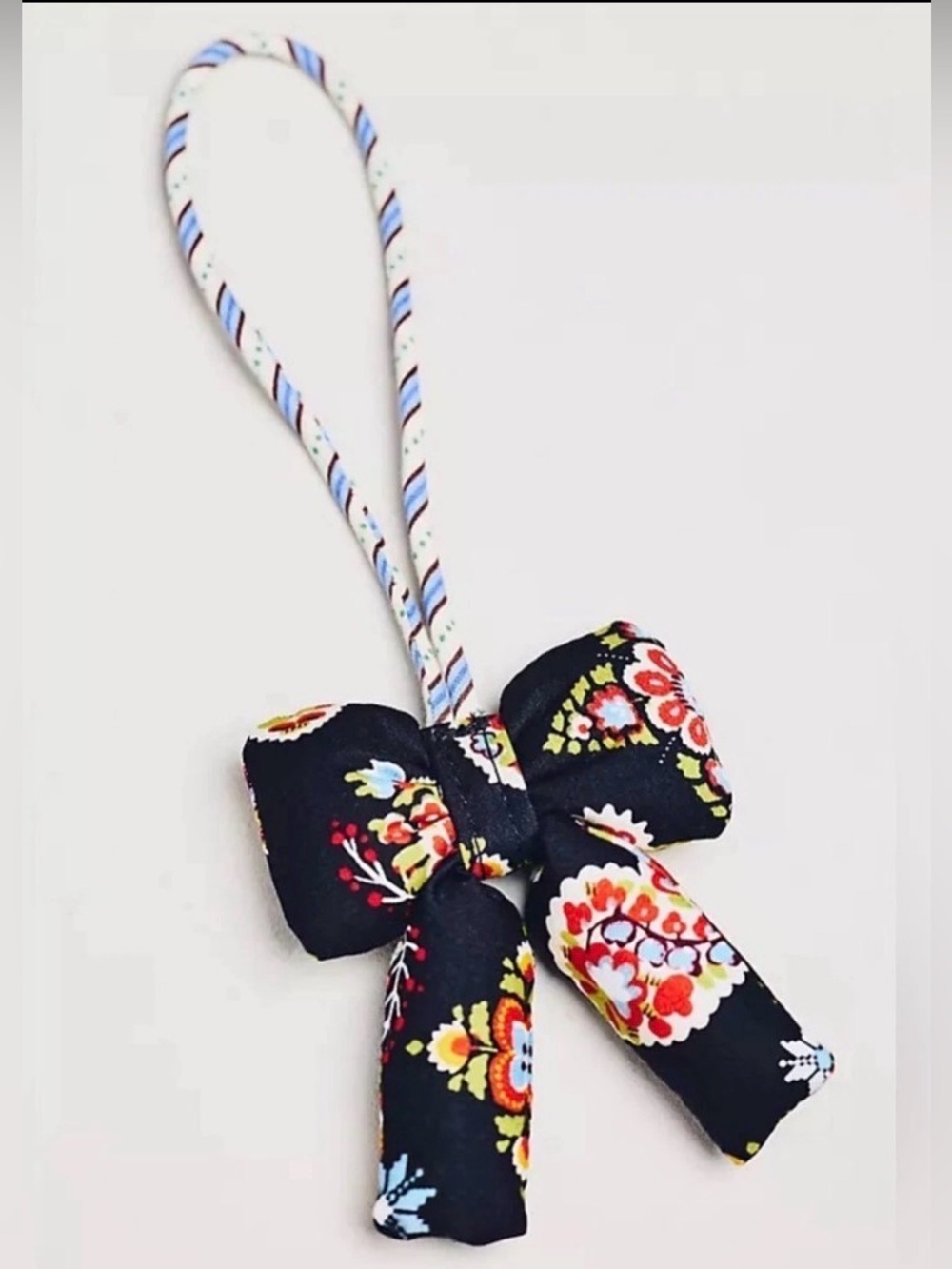 Anthropologie Vera Bradley Plush Puffy Bow Shaped Bag Charm Diamond Patchwork